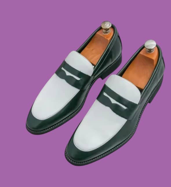Sophisticated Men's Formal Footwear: Two-Tone Penny Loafers, Double-Monk Straps, and Leather Brogues