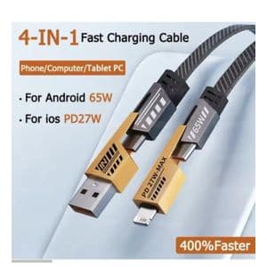 4-in-1 Fast Charging Cable (Gold/Black)