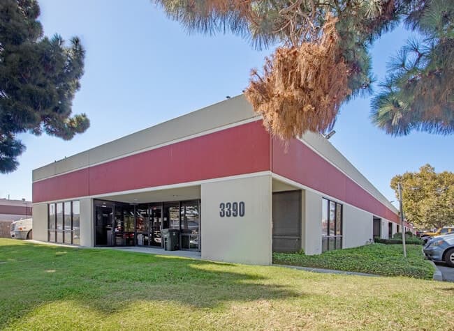 Beige Commercial Building with Green Landscaping