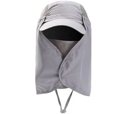 Grey Sun Hat with Neck Flap (Back)