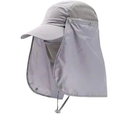 Grey Sun Hat with Neck Flap